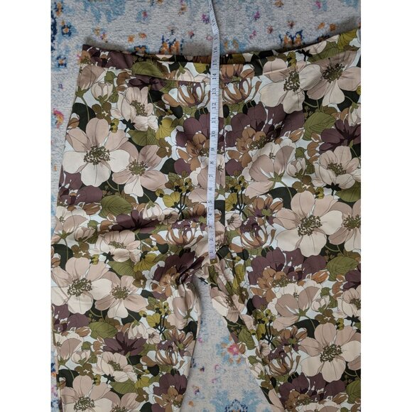NWT R&K Original Earth Tone Cotton Blend Floral Print Pull On Cropped Pants - 24 - Picture 8 of 11